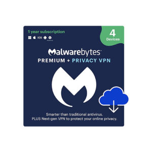 Malwarebytes Premium + Privacy VPN bundle | 1 Year, 4 Devices | PC, Mac, Android